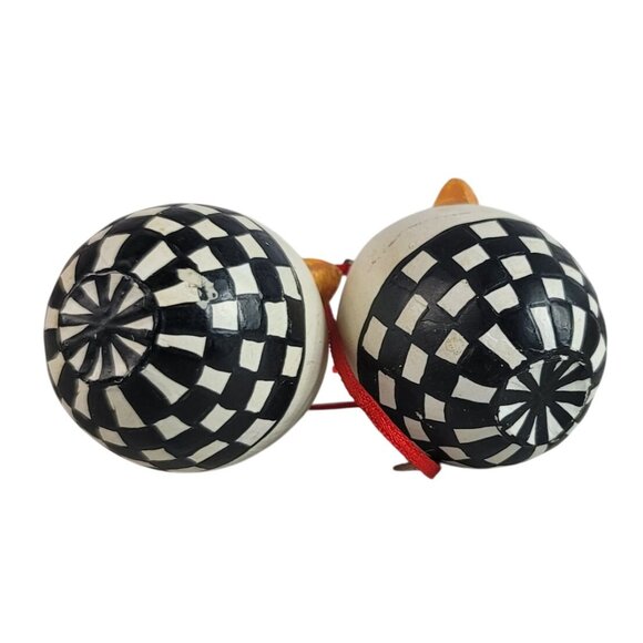 Silvestri Chicken Egg Christmas Ornaments Checkerboard Farm Rustic Lot of 2 VTG - Picture 6 of 10